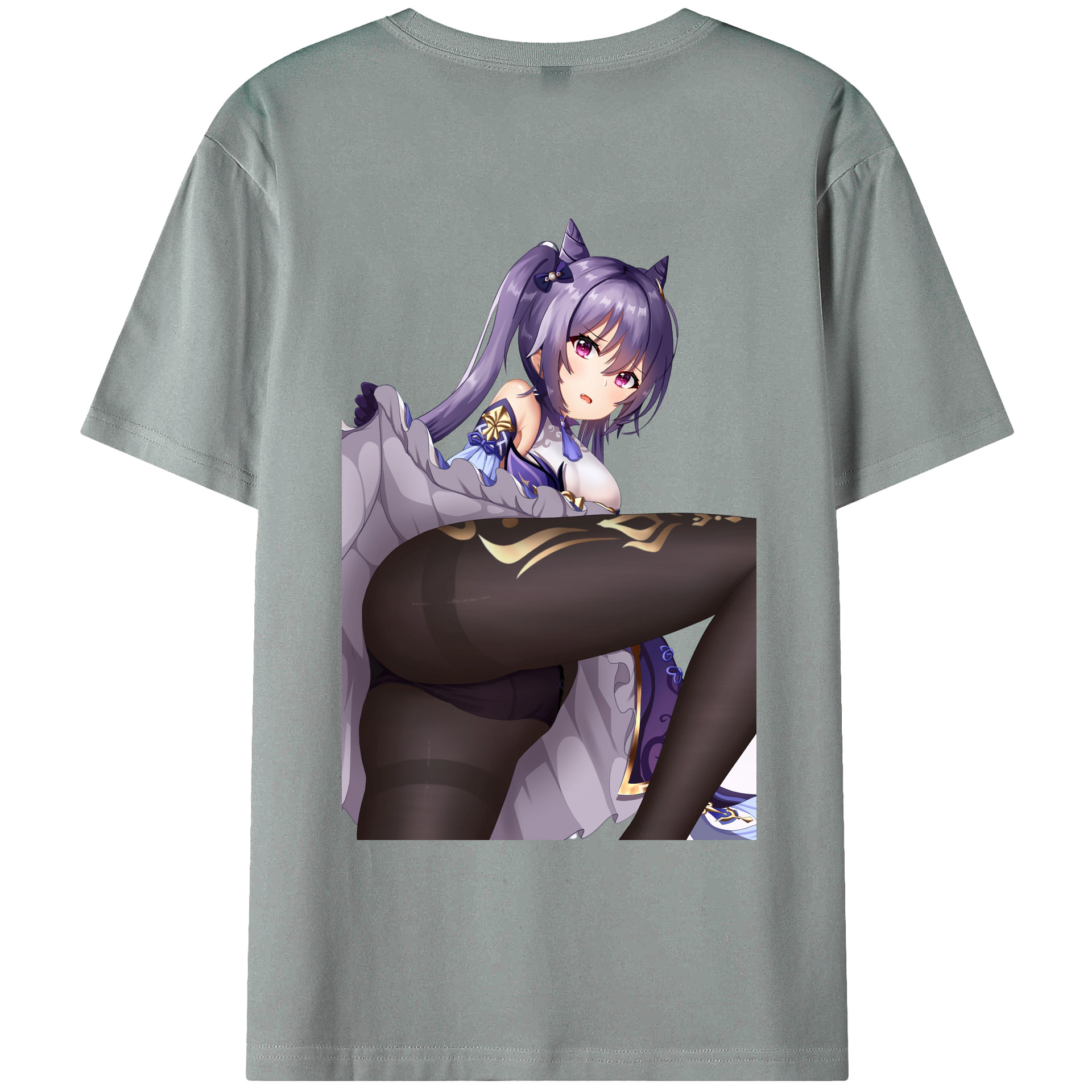 げんし神 刻晴 こくせい genshin Kokusei 綿100％ メンズ半袖Tシャツ（バックプリント） 通気性